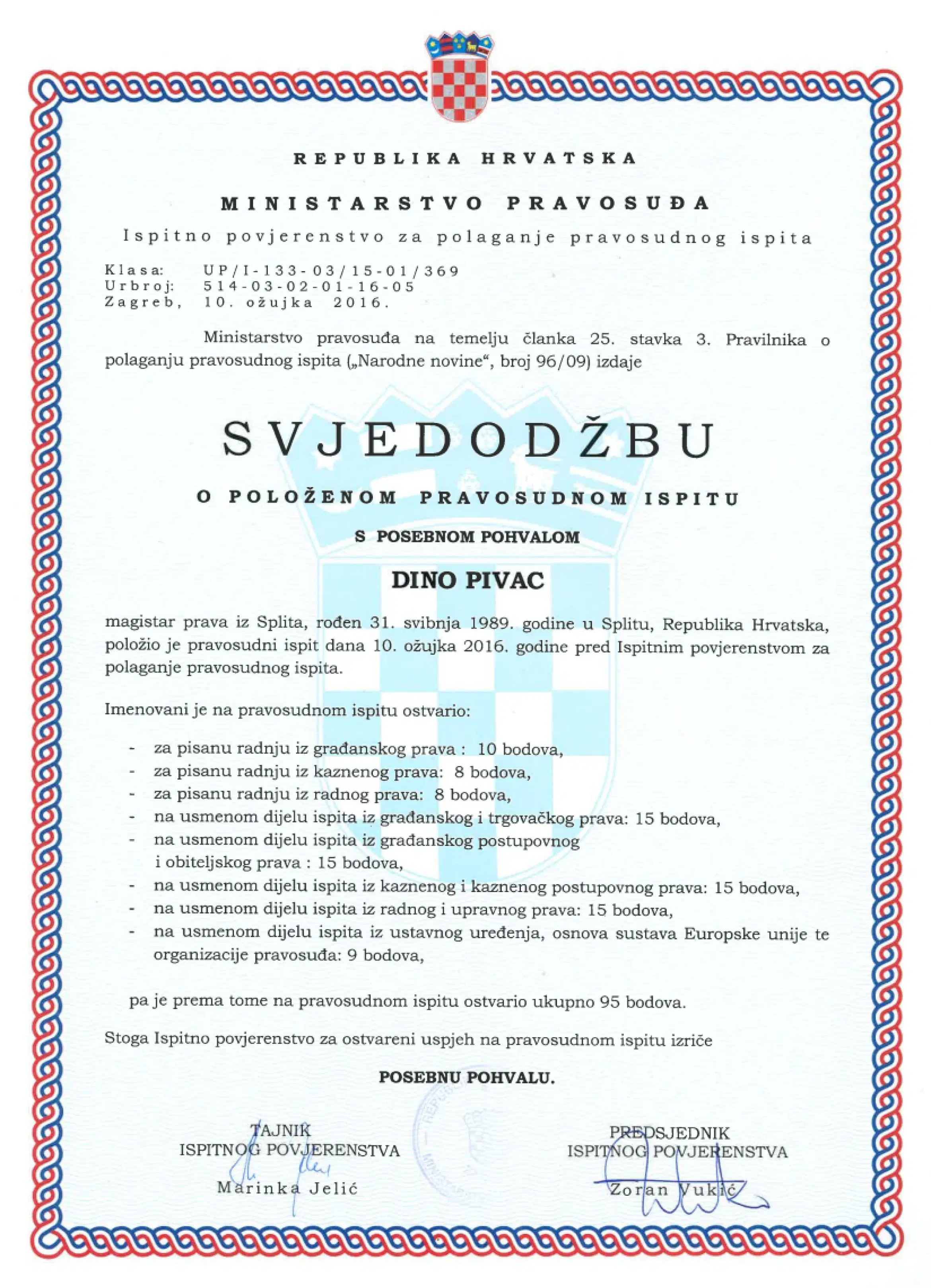 Certificates & honors — 1