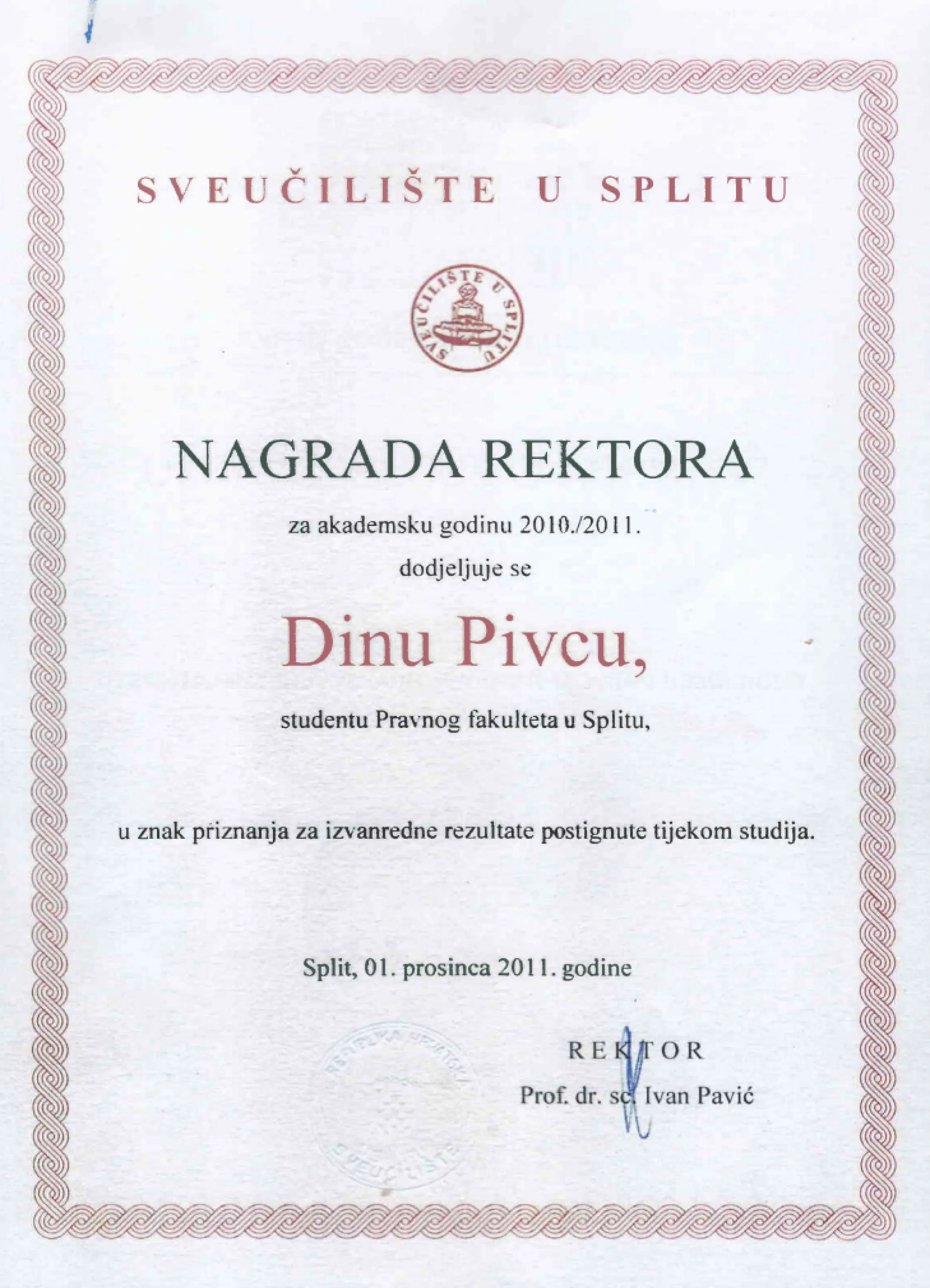 Certificates & honors — 2